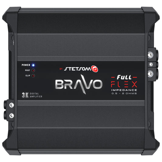 Stetsom BRAVO FULL Flex 3K 0.5~2ohm (Auto) Mono Class D Car Audio Amplifier, Automatic Impedance System 0.5 to 2 Ohms