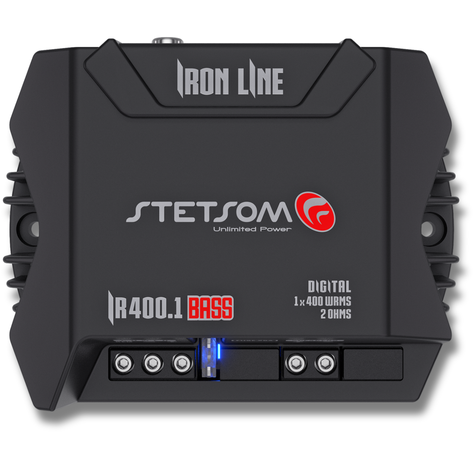 Stetsom IR 400.1 BASS IRON LINE Digital Amplifier, 400 W RMS, 2 Ohm Stable, Subwoofer Sound Quality, Bass Crossover