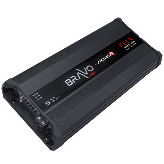 Stetsom BRAVO BASS Flex 8K 0.5~1ohm (Auto) Mono Class D Car Audio Amplifier, Automatic Impedance System 0.5 to 1 Ohm