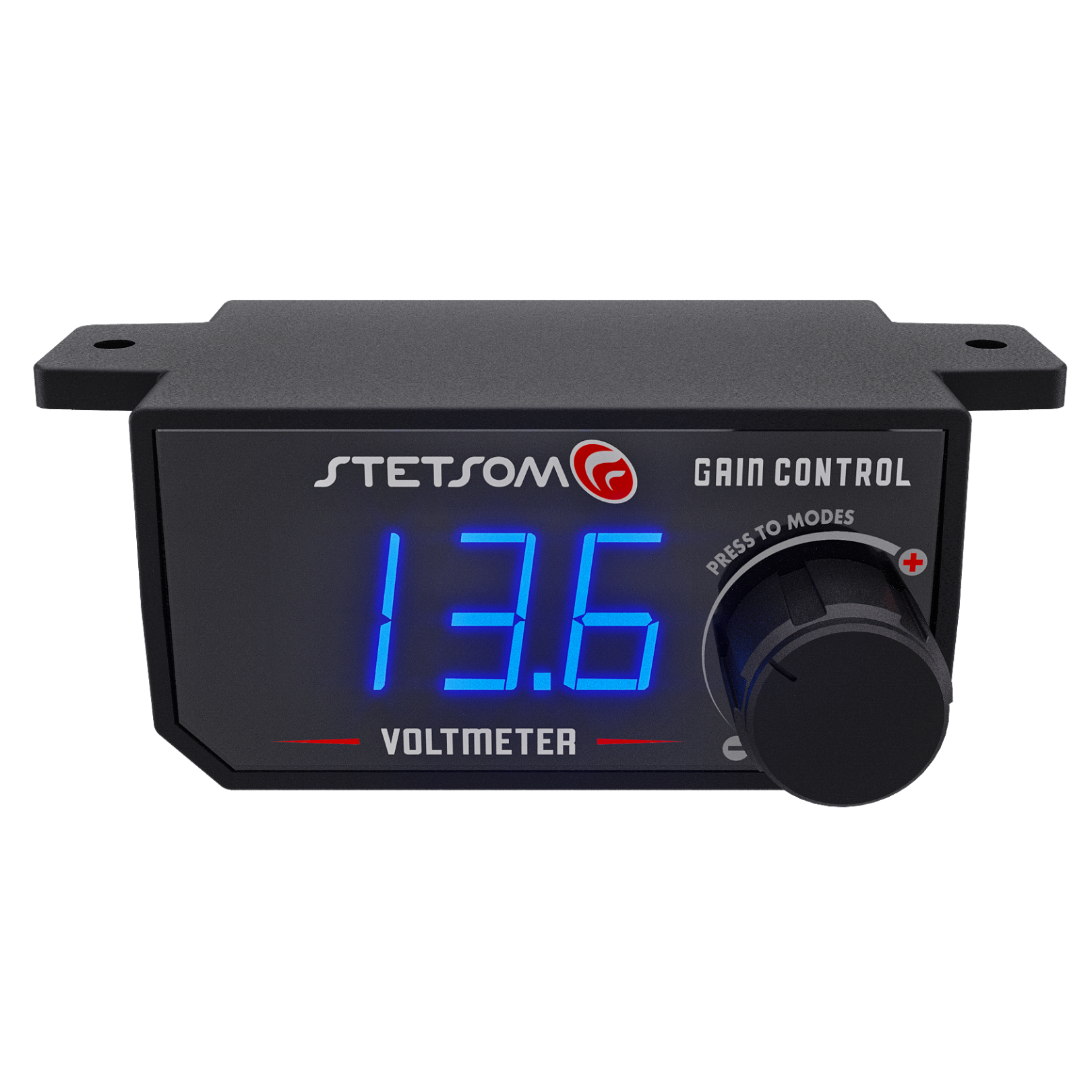 Stetsom 4in1 Universal Bass Knob Gain Control + Voltmeter + On/Off Switch + High to RCA Input Converter, Blue LED Display, One Touch On/Off Display, Continuous Touch On/Off Amplifier