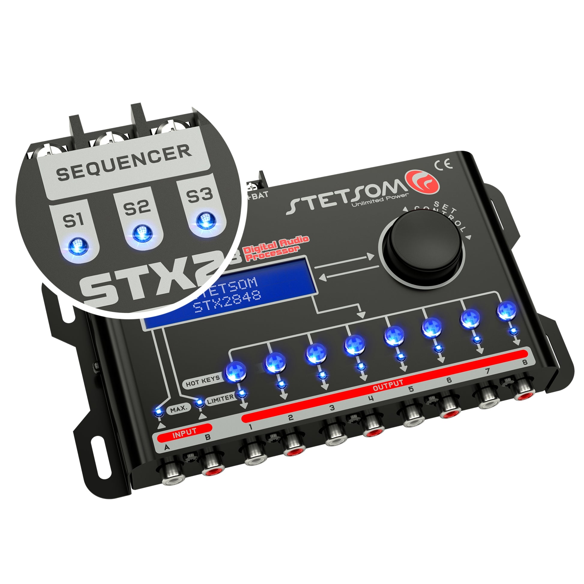 Stetsom STX 2848 DSP Crossover & Equalizer 8 Channel Full Digital Signal Processor (Sequencer) 2.8